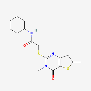 molecular formula C16H23N3O2S2 B3001754 N-环己基-2-[(3,6-二甲基-4-氧代-6,7-二氢噻吩并[3,2-d]嘧啶-2-基)硫代]乙酰胺 CAS No. 688353-39-1