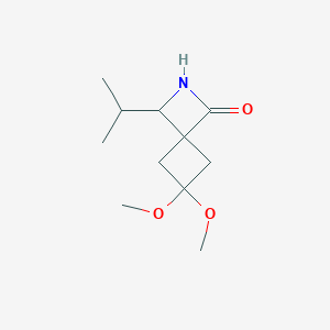 molecular formula C11H19NO3 B3001759 6,6-Dimethoxy-3-(propan-2-yl)-2-azaspiro[3.3]heptan-1-one CAS No. 1955541-44-2