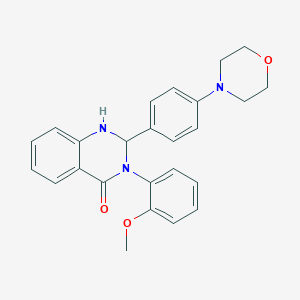 molecular formula C25H25N3O3 B300176 3-(2-methoxyphenyl)-2-[4-(4-morpholinyl)phenyl]-2,3-dihydro-4(1H)-quinazolinone 