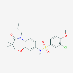 molecular formula C21H25ClN2O5S B3001760 3-chloro-N-(3,3-dimethyl-4-oxo-5-propyl-2,3,4,5-tetrahydrobenzo[b][1,4]oxazepin-8-yl)-4-methoxybenzenesulfonamide CAS No. 921992-68-9