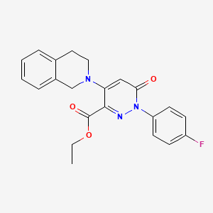 molecular formula C22H20FN3O3 B3001769 ethyl 4-(3,4-dihydroisoquinolin-2(1H)-yl)-1-(4-fluorophenyl)-6-oxo-1,6-dihydropyridazine-3-carboxylate CAS No. 922121-87-7