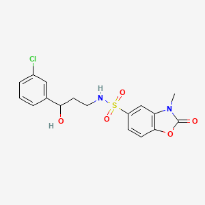 N-(3-(3-chlorophenyl)-3-hydroxypropyl)-3-methyl-2-oxo-2,3-dihydrobenzo[d]oxazole-5-sulfonamide