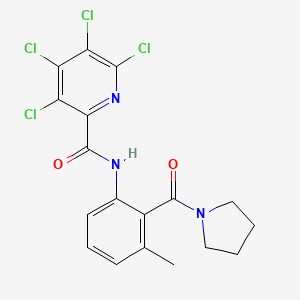 3,4,5,6-tetrachloro-N-[3-methyl-2-(pyrrolidine-1-carbonyl)phenyl]pyridine-2-carboxamide