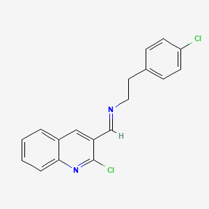 molecular formula C18H14Cl2N2 B3001795 N-[2-(4-chlorophenyl)ethyl]-1-(2-chloroquinolin-3-yl)methanimine CAS No. 793727-71-6