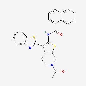 molecular formula C27H21N3O2S2 B3001798 N-(6-acetyl-3-(benzo[d]thiazol-2-yl)-4,5,6,7-tetrahydrothieno[2,3-c]pyridin-2-yl)-1-naphthamide CAS No. 864859-79-0