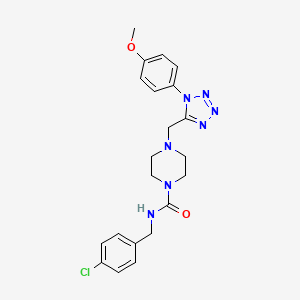 molecular formula C21H24ClN7O2 B3001817 N-(4-chlorobenzyl)-4-((1-(4-methoxyphenyl)-1H-tetrazol-5-yl)methyl)piperazine-1-carboxamide CAS No. 1040654-29-2