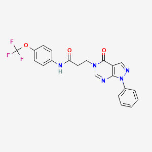 molecular formula C21H16F3N5O3 B3001829 3-(4-oxo-1-phenyl-1H-pyrazolo[3,4-d]pyrimidin-5(4H)-yl)-N-(4-(trifluoromethoxy)phenyl)propanamide CAS No. 946282-98-0