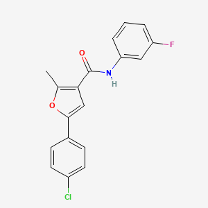 molecular formula C18H13ClFNO2 B3001835 5-(4-氯苯基)-N-(3-氟苯基)-2-甲基呋喃-3-甲酰胺 CAS No. 940996-85-0