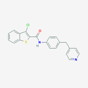 molecular formula C21H15ClN2OS B300184 3-chloro-N-[4-(pyridin-4-ylmethyl)phenyl]-1-benzothiophene-2-carboxamide 