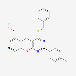 molecular formula C27H25N3O2S B3001845 [4-(benzylthio)-2-(4-ethylphenyl)-9-methyl-5H-pyrido[4',3':5,6]pyrano[2,3-d]pyrimidin-6-yl]methanol CAS No. 892415-45-1