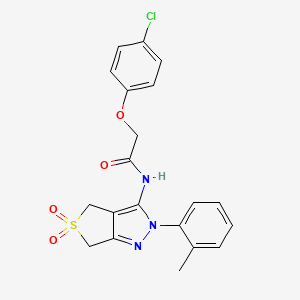 2-(4-chlorophenoxy)-N-[2-(2-methylphenyl)-5,5-dioxo-4,6-dihydrothieno[3,4-c]pyrazol-3-yl]acetamide