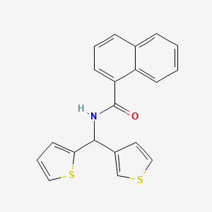 molecular formula C20H15NOS2 B3001859 N-(thiophen-2-yl(thiophen-3-yl)methyl)-1-naphthamide CAS No. 2034305-59-2