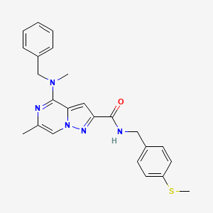molecular formula C24H25N5OS B3001863 4-[benzyl(methyl)amino]-6-methyl-N-[4-(methylsulfanyl)benzyl]pyrazolo[1,5-a]pyrazine-2-carboxamide CAS No. 1775455-16-7