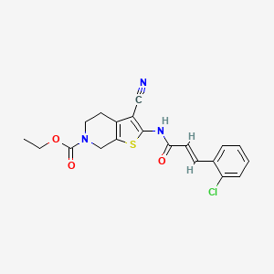 molecular formula C20H18ClN3O3S B3001866 (E)-乙基 2-(3-(2-氯苯基)丙烯酰胺)-3-氰基-4,5-二氢噻吩并[2,3-c]吡啶-6(7H)-羧酸盐 CAS No. 864927-20-8