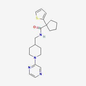 molecular formula C20H26N4OS B3001874 N-((1-(pyrazin-2-yl)piperidin-4-yl)methyl)-1-(thiophen-2-yl)cyclopentanecarboxamide CAS No. 1396713-17-9