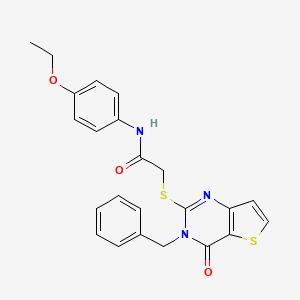 molecular formula C23H21N3O3S2 B3001889 2-({3-benzyl-4-oxo-3H,4H-thieno[3,2-d]pyrimidin-2-yl}sulfanyl)-N-(4-ethoxyphenyl)acetamide CAS No. 1252915-57-3