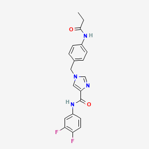 molecular formula C20H18F2N4O2 B3001903 N-(3,4-difluorophenyl)-1-(4-propionamidobenzyl)-1H-imidazole-4-carboxamide CAS No. 1251597-43-9