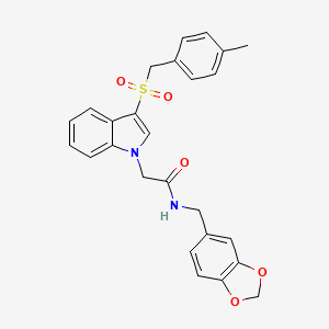 molecular formula C26H24N2O5S B3001909 N-(苯并[d][1,3]二氧杂环-5-基甲基)-2-(3-((4-甲基苄基)磺酰基)-1H-吲哚-1-基)乙酰胺 CAS No. 898431-15-7