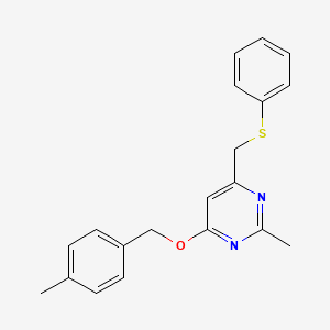 molecular formula C20H20N2OS B3001914 2-Methyl-4-[(4-methylbenzyl)oxy]-6-[(phenylsulfanyl)methyl]pyrimidine CAS No. 339278-71-6