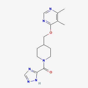 molecular formula C15H20N6O2 B3001915 (4-(((5,6-dimethylpyrimidin-4-yl)oxy)methyl)piperidin-1-yl)(1H-1,2,4-triazol-3-yl)methanone CAS No. 2310152-73-7
