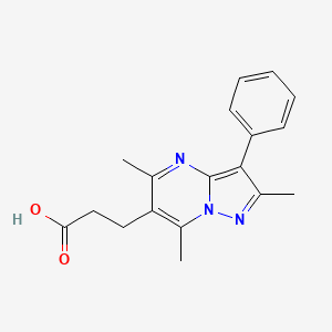 molecular formula C18H19N3O2 B3001924 3-(2,5,7-Trimethyl-3-phenylpyrazolo[1,5-a]pyrimidin-6-yl)propanoic acid CAS No. 878417-29-9