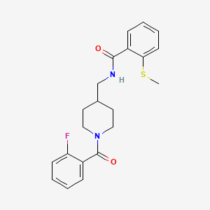 molecular formula C21H23FN2O2S B3001932 N-((1-(2-fluorobenzoyl)piperidin-4-yl)methyl)-2-(methylthio)benzamide CAS No. 1234881-85-6