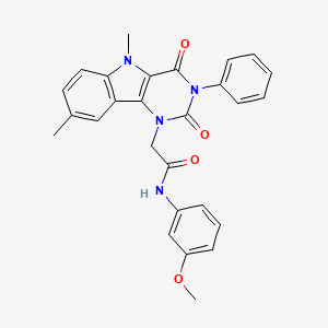 molecular formula C27H24N4O4 B3001945 2-(5,8-dimethyl-2,4-dioxo-3-phenyl-2,3,4,5-tetrahydro-1H-pyrimido[5,4-b]indol-1-yl)-N-(3-methoxyphenyl)acetamide CAS No. 887208-24-4