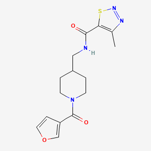 molecular formula C15H18N4O3S B3001950 N-((1-(furan-3-carbonyl)piperidin-4-yl)methyl)-4-methyl-1,2,3-thiadiazole-5-carboxamide CAS No. 1396867-84-7