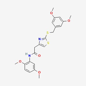 molecular formula C22H24N2O5S2 B3001957 2-(2-((3,5-dimethoxybenzyl)thio)thiazol-4-yl)-N-(2,5-dimethoxyphenyl)acetamide CAS No. 941981-42-6