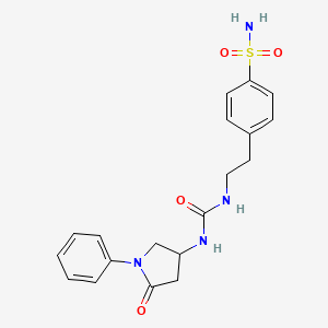 molecular formula C19H22N4O4S B3001961 4-(2-(3-(5-Oxo-1-phenylpyrrolidin-3-yl)ureido)ethyl)benzenesulfonamide CAS No. 894005-65-3