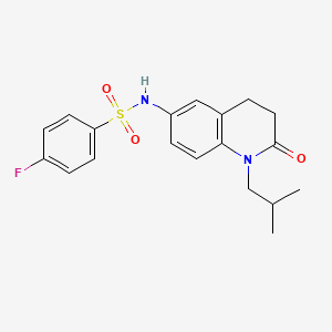 molecular formula C19H21FN2O3S B3001968 4-fluoro-N~1~-(1-isobutyl-2-oxo-1,2,3,4-tetrahydro-6-quinolinyl)-1-benzenesulfonamide CAS No. 941906-63-4