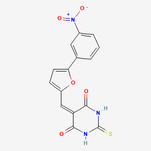 molecular formula C15H9N3O5S B3001970 5-((5-(3-nitrophenyl)furan-2-yl)methylene)-2-thioxodihydropyrimidine-4,6(1H,5H)-dione CAS No. 304894-61-9