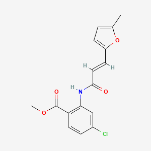 molecular formula C16H14ClNO4 B3001971 methyl 4-chloro-2-[[(E)-3-(5-methylfuran-2-yl)prop-2-enoyl]amino]benzoate CAS No. 1164536-53-1
