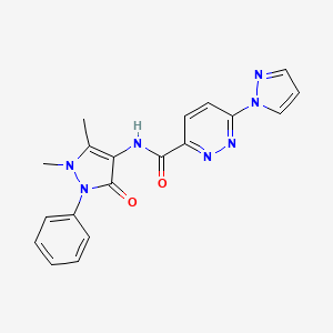 molecular formula C19H17N7O2 B3001975 N-(1,5-dimethyl-3-oxo-2-phenyl-2,3-dihydro-1H-pyrazol-4-yl)-6-(1H-pyrazol-1-yl)pyridazine-3-carboxamide CAS No. 1351618-31-9