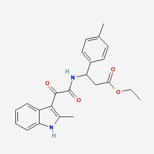 molecular formula C23H24N2O4 B3001984 ethyl 3-(2-(2-methyl-1H-indol-3-yl)-2-oxoacetamido)-3-(p-tolyl)propanoate CAS No. 862813-62-5