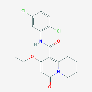 molecular formula C18H18Cl2N2O3 B3001989 N-(2,5-dichlorophenyl)-8-ethoxy-6-oxo-1,3,4,6-tetrahydro-2H-quinolizine-9-carboxamide CAS No. 1775507-10-2