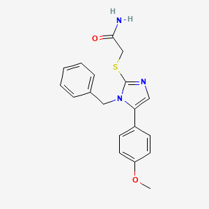 molecular formula C19H19N3O2S B3001993 2-((1-benzyl-5-(4-methoxyphenyl)-1H-imidazol-2-yl)thio)acetamide CAS No. 1207042-13-4