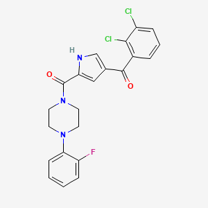 molecular formula C22H18Cl2FN3O2 B3001998 (2,3-dichlorophenyl)-[5-[4-(2-fluorophenyl)piperazine-1-carbonyl]-1H-pyrrol-3-yl]methanone CAS No. 477870-32-9