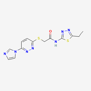 molecular formula C13H13N7OS2 B3002000 2-((6-(1H-imidazol-1-yl)pyridazin-3-yl)thio)-N-(5-ethyl-1,3,4-thiadiazol-2-yl)acetamide CAS No. 1334374-20-7