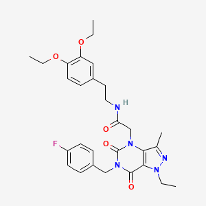 molecular formula C29H34FN5O5 B3002011 N-(3,4-diethoxyphenethyl)-2-(1-ethyl-6-(4-fluorobenzyl)-3-methyl-5,7-dioxo-6,7-dihydro-1H-pyrazolo[4,3-d]pyrimidin-4(5H)-yl)acetamide CAS No. 1358027-76-5