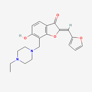 molecular formula C20H22N2O4 B3002017 (Z)-7-((4-ethylpiperazin-1-yl)methyl)-2-(furan-2-ylmethylene)-6-hydroxybenzofuran-3(2H)-one CAS No. 896078-40-3