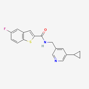 molecular formula C18H15FN2OS B3002019 N-((5-cyclopropylpyridin-3-yl)methyl)-5-fluorobenzo[b]thiophene-2-carboxamide CAS No. 2034227-61-5