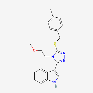 molecular formula C21H22N4OS B3002024 3-(4-(2-甲氧乙基)-5-((4-甲基苄基)硫代)-4H-1,2,4-三唑-3-基)-1H-吲哚 CAS No. 852145-20-1