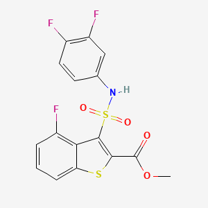 molecular formula C16H10F3NO4S2 B3002026 Methyl 3-{[(3,4-difluorophenyl)amino]sulfonyl}-4-fluoro-1-benzothiophene-2-carboxylate CAS No. 941893-01-2