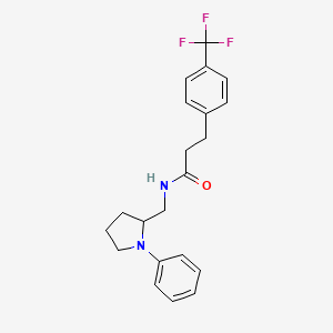 molecular formula C21H23F3N2O B3002030 N-((1-phenylpyrrolidin-2-yl)methyl)-3-(4-(trifluoromethyl)phenyl)propanamide CAS No. 1797023-93-8