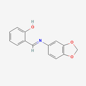 molecular formula C14H11NO3 B3002032 2-[(E)-(1,3-benzodioxol-5-ylimino)methyl]phenol CAS No. 158846-23-2
