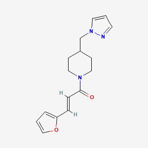 molecular formula C16H19N3O2 B3002035 (E)-1-(4-((1H-pyrazol-1-yl)methyl)piperidin-1-yl)-3-(furan-2-yl)prop-2-en-1-one CAS No. 1396892-78-6