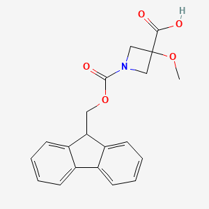 molecular formula C20H19NO5 B3002052 1-(9H-Fluoren-9-ylmethoxycarbonyl)-3-methoxyazetidine-3-carboxylic acid CAS No. 2247107-68-0