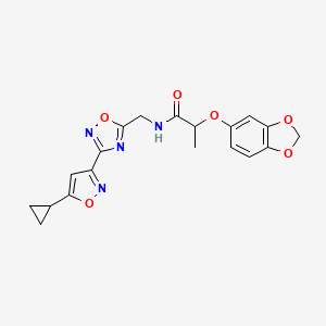 2-(benzo[d][1,3]dioxol-5-yloxy)-N-((3-(5-cyclopropylisoxazol-3-yl)-1,2,4-oxadiazol-5-yl)methyl)propanamide