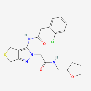 2-(2-chlorophenyl)-N-(2-(2-oxo-2-(((tetrahydrofuran-2-yl)methyl)amino)ethyl)-4,6-dihydro-2H-thieno[3,4-c]pyrazol-3-yl)acetamide